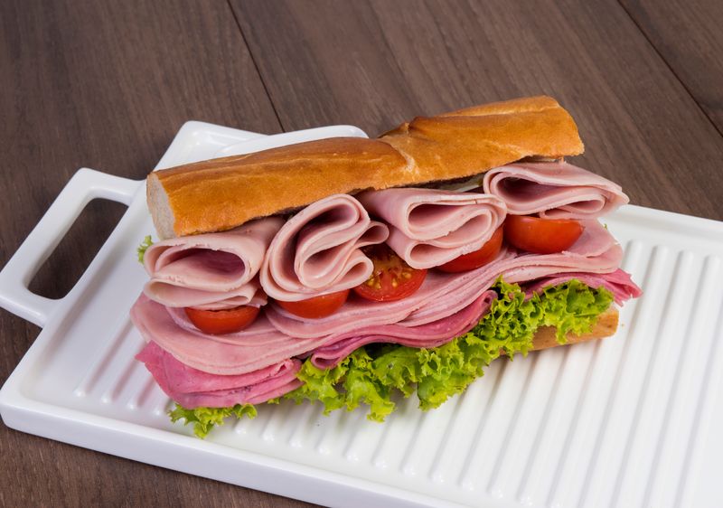 Italian cold sub with salami and ham